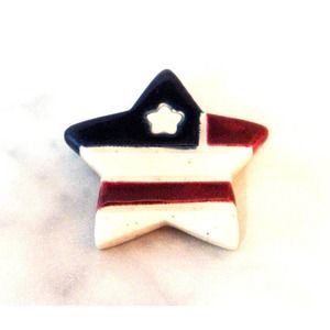 Enamel Patriotic Star Pin WW2 Brooch